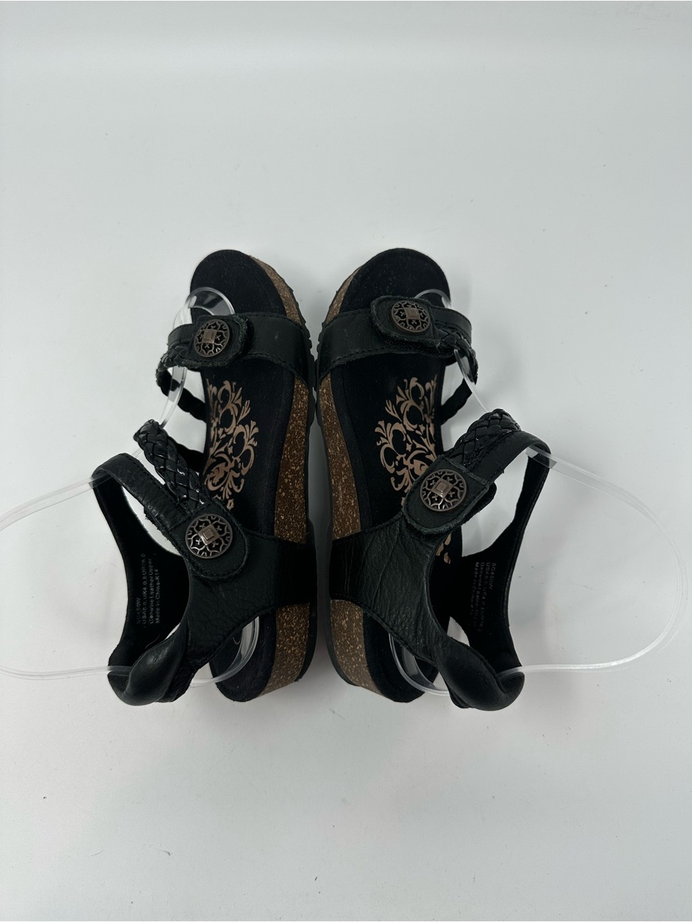 Aetrex Jullian Braided Quater Strap Sandals Black Women's 6 - Picture 4 of 16